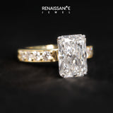 Yellow gold Radiant Cut Channel Set Diamond Engagement Ring with Four-Prong Setting_284