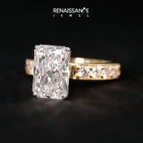 Yellow gold Radiant Cut Channel Set Diamond Engagement Ring with Four-Prong Setting_285
