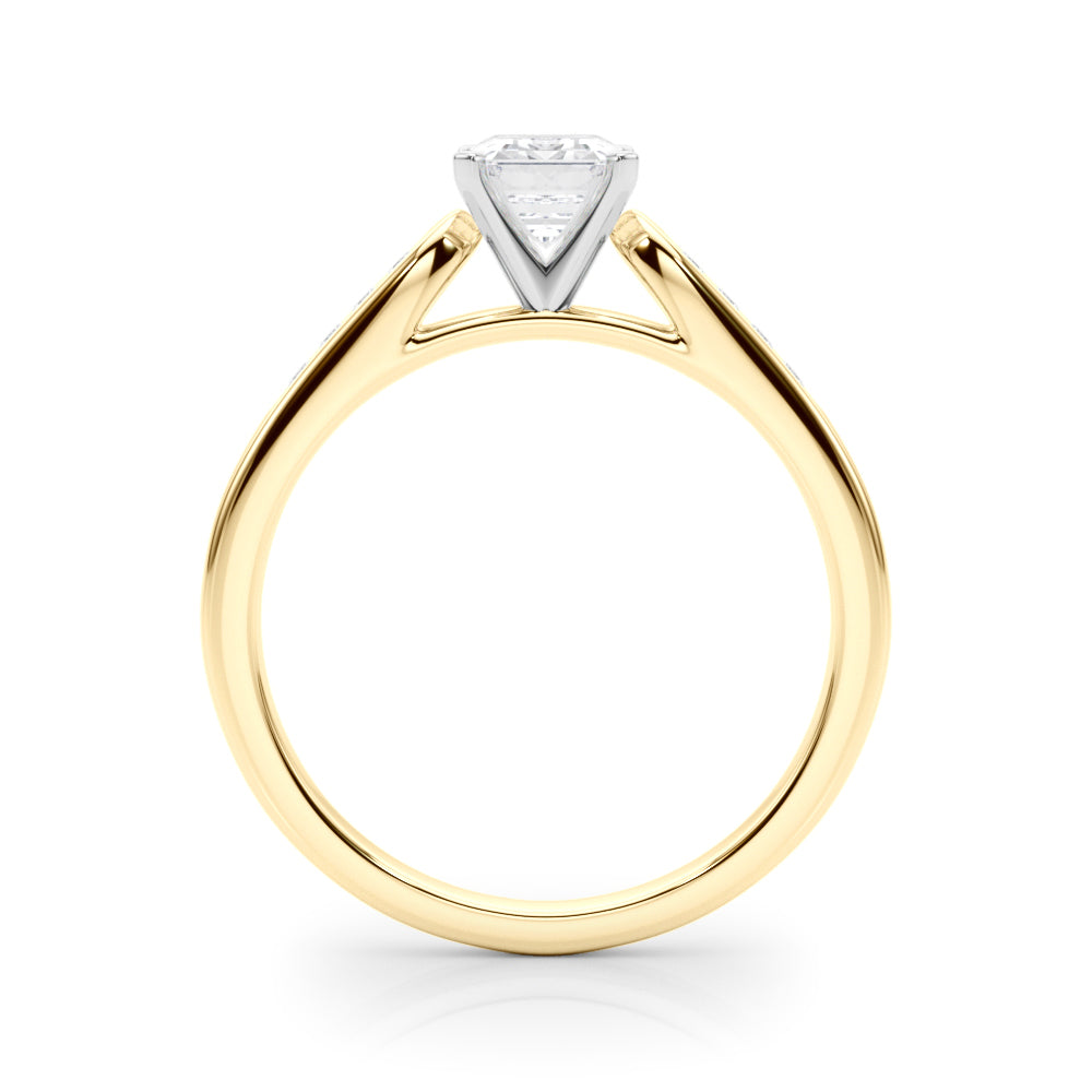 Yellow gold Radiant Cut Channel Set Solitaire Engagement Ring with Four-Prong Setting 1