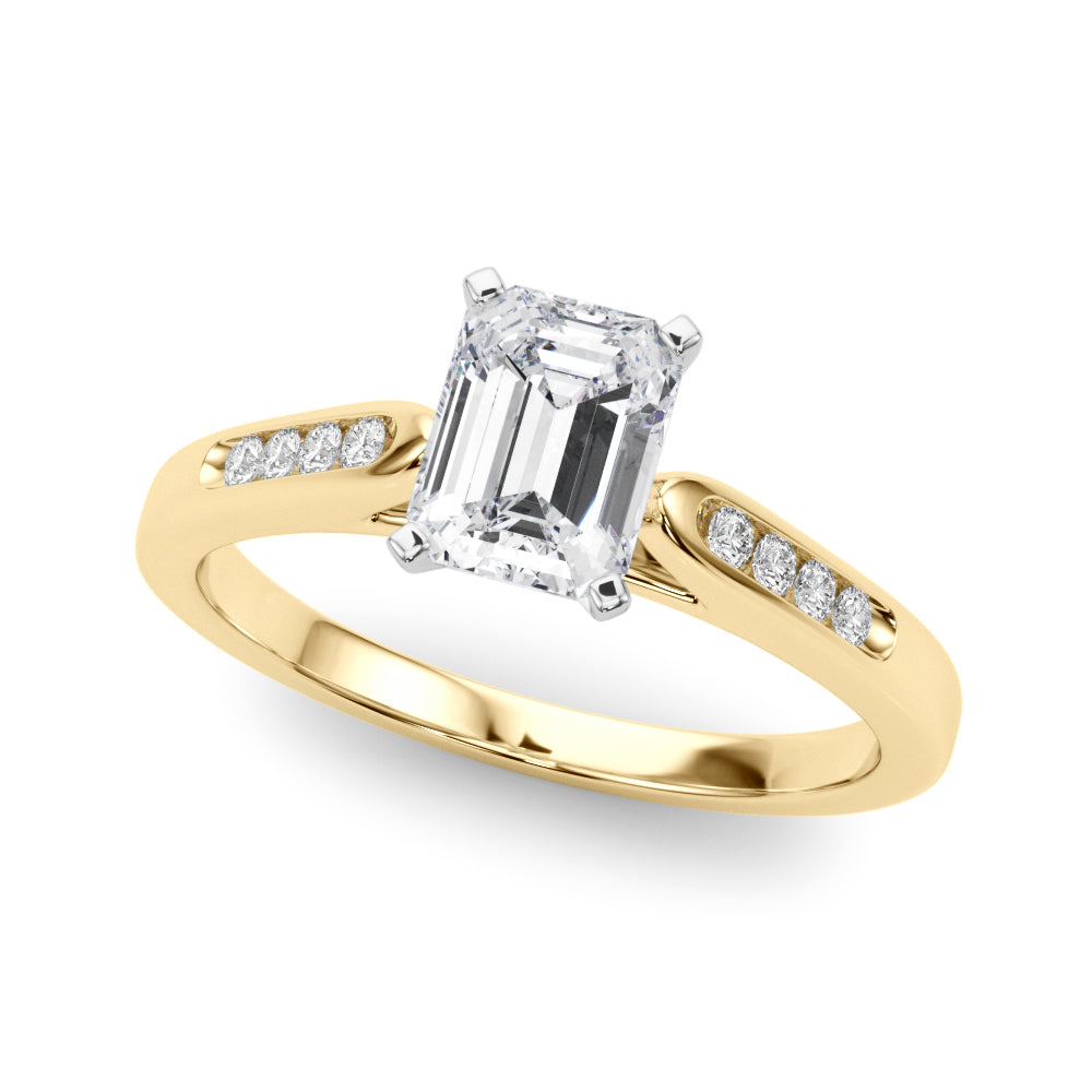 Yellow gold Radiant Cut Channel Set Solitaire Engagement Ring with Four-Prong Setting 2