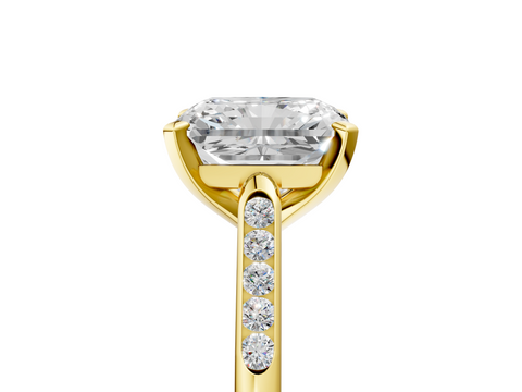 Yellow gold Radiant Cut Channel Set Solitaire Engagement Ring with Four-Prong Setting_231