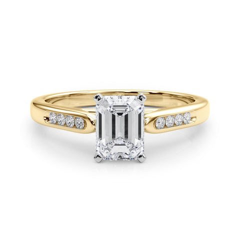 Yellow gold Radiant Cut Channel Set Solitaire Engagement Ring with Four-Prong Setting