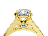 Yellow gold Radiant Cut Channel Set Solitaire Engagement Ring with Prong Setting_35