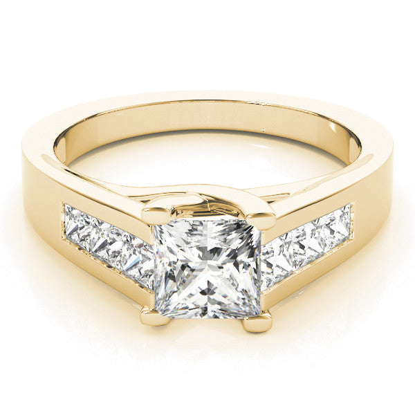 Yellow gold Radiant Cut Channel Set Solitaire Ring with Four-Prong Setting 2