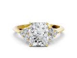 Yellow gold Radiant Cut Cut Diamond Cluster Ring with Solitaire Band and Four-Prong Setting_15