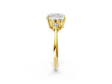 Yellow gold Radiant Cut Cut Diamond Cluster Ring with Solitaire Band and Four-Prong Setting_17