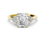 Yellow gold Radiant Cut Cut Diamond Cluster Ring with Solitaire Band and Four-Prong Setting_3