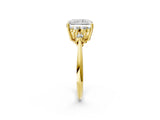 Yellow gold Radiant Cut Cut Diamond Cluster Ring with Solitaire Band and Four-Prong Setting_5