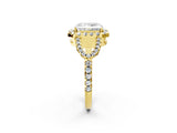 Yellow gold Radiant Cut Cut Diamond Halo Engagement Ring with Open Split Pavé Band_11