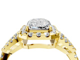 Yellow gold Radiant Cut Cut Diamond Halo Engagement Ring with Open Split Pavé Band_13
