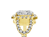 Yellow gold Radiant Cut Cut Diamond Halo Engagement Ring with Open Split Pavé Band_14