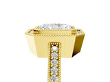 Yellow gold Radiant Cut-Cut Diamond Halo Engagement Ring with Pave Band and Prong Setting_14