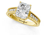 Yellow gold Radiant Cut Cut Diamond Milgrain Pave Band Four-Prong Setting Ring_4