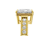 Yellow gold Radiant Cut Cut Diamond Milgrain Pave Band Four-Prong Setting Ring_8