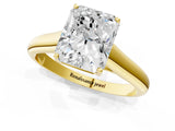 Yellow gold Radiant Cut Cut Diamond Solitaire Engagement Ring with Tapered Plain Band and Four-Prong Setting_16