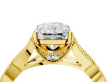 Yellow gold Radiant Cut Cut Diamond Twisted Band with Milgrain Pave Setting and Four-Prong Setting_10