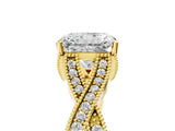 Yellow gold Radiant Cut Cut Diamond Twisted Band with Milgrain Pave Setting and Four-Prong Setting_11