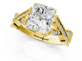 Yellow gold Radiant Cut Cut Diamond Twisted Band with Milgrain Pave Setting and Four-Prong Setting_7