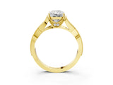 Yellow gold Radiant Cut Cut Diamond Twisted Band with Milgrain Pave Setting and Four-Prong Setting_9