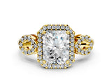 Yellow gold Radiant Cut Cut Halo Diamond Infinity Band with Four-Prong Setting_9
