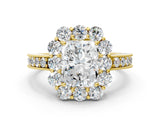 Yellow gold Radiant Cut Cut Halo Diamond Pavé Engagement Ring with Milgrain Detailing_15