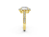 Yellow gold Radiant Cut Cut Halo Diamond Pavé Engagement Ring with Milgrain Detailing_17
