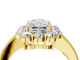 Yellow gold Radiant Cut Cut Halo Diamond Pavé Engagement Ring with Milgrain Detailing_19