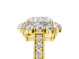 Yellow gold Radiant Cut Cut Halo Diamond Pavé Engagement Ring with Milgrain Detailing_20