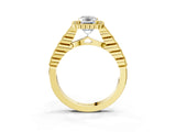 Yellow gold Radiant Cut Cut Halo Pavé Solitaire Ring with Milgrain Band_10