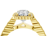 Yellow gold Radiant Cut Cut Halo Pavé Solitaire Ring with Milgrain Band_11