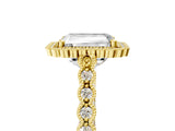Yellow gold Radiant Cut Cut Halo Pavé Solitaire Ring with Milgrain Band_12