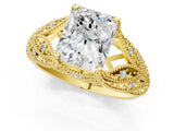 Yellow gold Radiant Cut Cut Milgrain Pave Diamond Engagement Ring with Four-Prong Setting_28