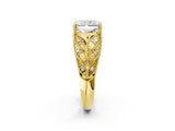 Yellow gold Radiant Cut Cut Milgrain Pave Diamond Engagement Ring with Four-Prong Setting_29