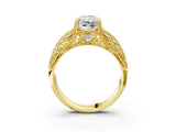 Yellow gold Radiant Cut Cut Milgrain Pave Diamond Engagement Ring with Four-Prong Setting_30