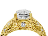 Yellow gold Radiant Cut Cut Milgrain Pave Diamond Engagement Ring with Four-Prong Setting_31