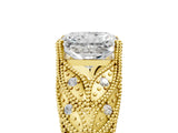 Yellow gold Radiant Cut Cut Milgrain Pave Diamond Engagement Ring with Four-Prong Setting_32