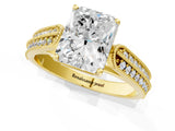 Yellow gold Radiant Cut Cut Pave Split Shank Engagement Ring with Four-Prong Setting_16