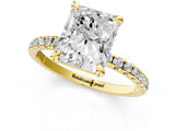 Yellow gold Radiant Cut Diamond Brilliant Solitaire Ring with Pavé Band and Four-Prong Setting_16