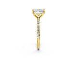 Yellow gold Radiant Cut Diamond Brilliant Solitaire Ring with Pavé Band and Four-Prong Setting_17
