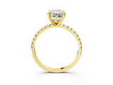 Yellow gold Radiant Cut Diamond Brilliant Solitaire Ring with Pavé Band and Four-Prong Setting_18