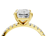 Yellow gold Radiant Cut Diamond Brilliant Solitaire Ring with Pavé Band and Four-Prong Setting_19