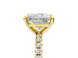Yellow gold Radiant Cut Diamond Brilliant Solitaire Ring with Pavé Band and Four-Prong Setting_20
