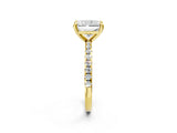 Yellow gold Radiant Cut Diamond Brilliant Solitaire Ring with Pavé Band and Four-Prong Setting_308