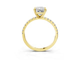 Yellow gold Radiant Cut Diamond Brilliant Solitaire Ring with Pavé Band and Four-Prong Setting_309