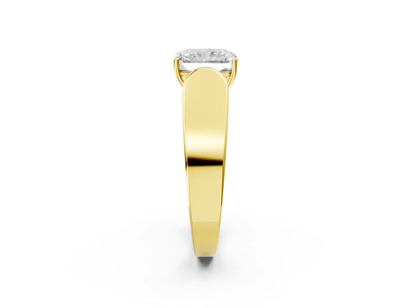 Yellow Gold Radiant Cut Channel Set Engagement Ring Setting with Accented Shoulders on Wide Band
