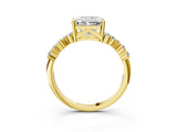 Yellow gold Radiant Cut Diamond Cluster Pavé Band with Four-Prong Setting_6