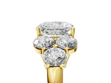 Yellow gold Radiant Cut Diamond Cluster Ring with Round Accent Stones and Prong Setting on a Classic Band_66