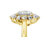 Yellow gold Radiant Cut Diamond Cluster Ring with Round and Baguette Stones, Split Shank Band, Prong Setting_20