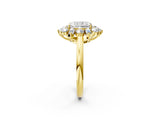 Yellow gold Radiant Cut Diamond Cluster Ring with Round and Baguette Stones, Split Shank Band, Prong Setting_5