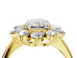 Yellow gold Radiant Cut Diamond Cluster Ring with Round and Baguette Stones, Split Shank Band, Prong Setting_7